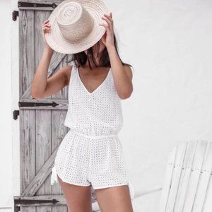 EBERJEY Portola Danya Cotton Eyelet Romper White S